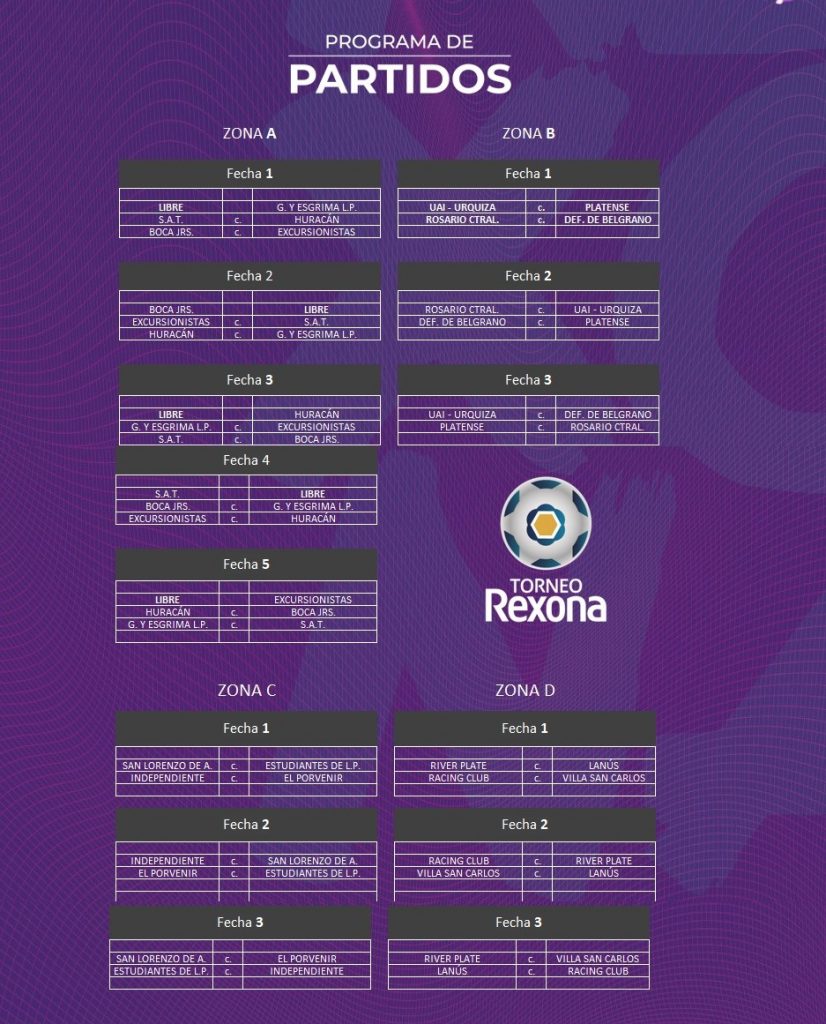 Programa de partidos de la competencia.