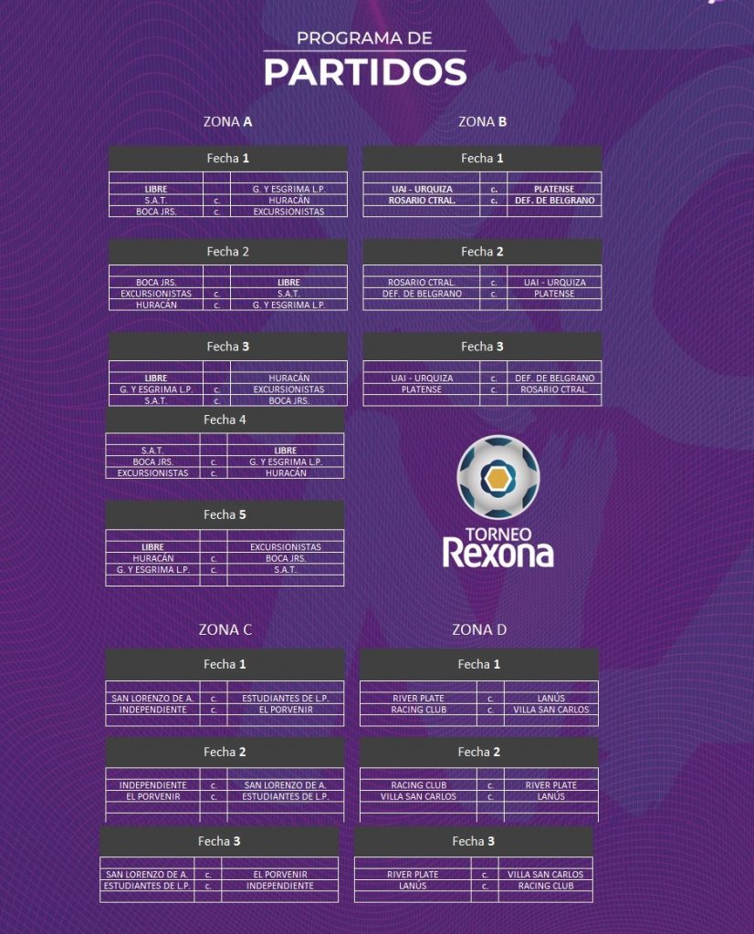 Programa de partidos de la competencia. 